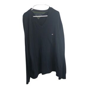 Tommy Hilfiger Men’s Dark Navy V-Neck Long Sleeve Sweater Size 4X Unisex